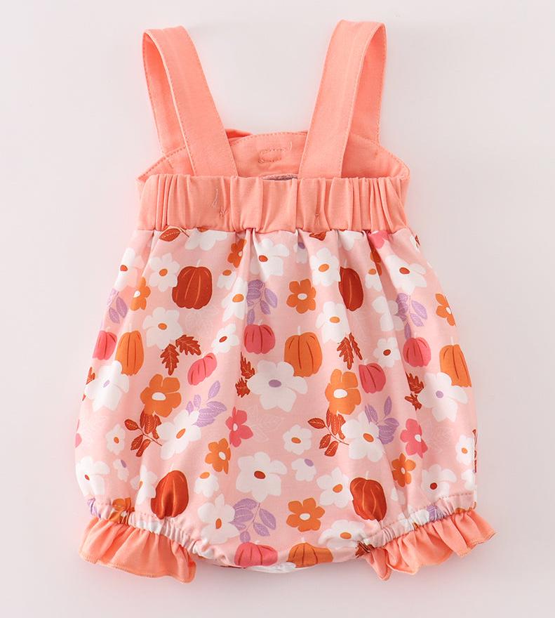 Pumpkin Floral Print Bow Bubble