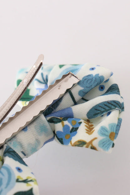 Cambria Blue Floral Print Hair Bow