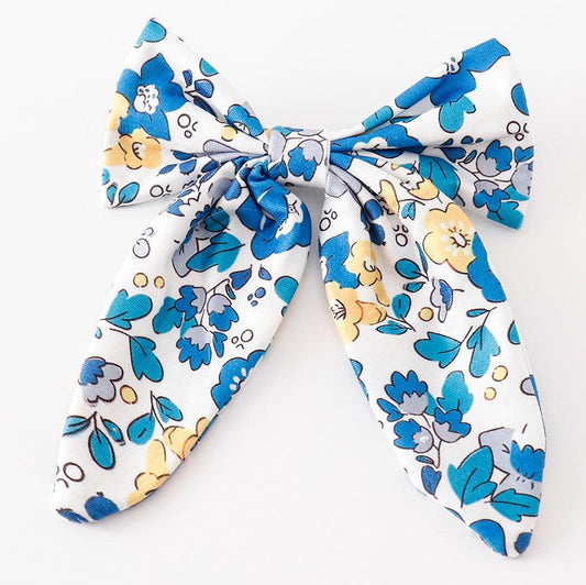 Cambria Blue Floral Print Hair Bow