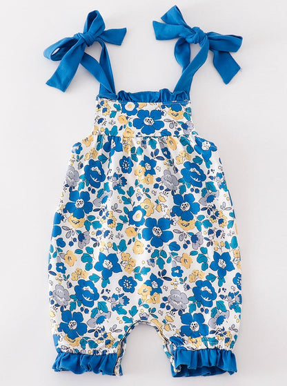 Cambria Blue Floral Print Girl Romper