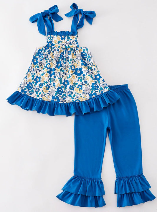 Cambria Blue Floral Print Girl Set