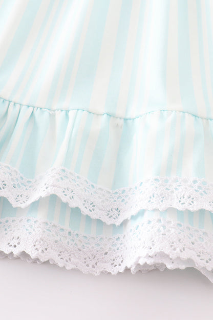 Sally Blue Stripe Ruffle Dress