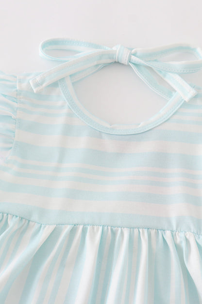 Sally Blue Stripe Ruffle Baby Bloomer Set