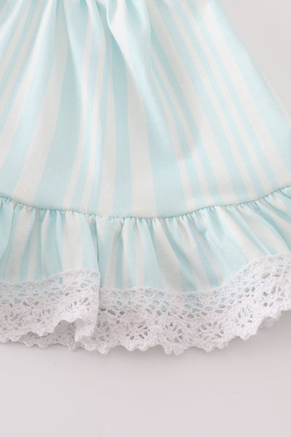 Sally Blue Stripe Ruffle Baby Bloomer Set