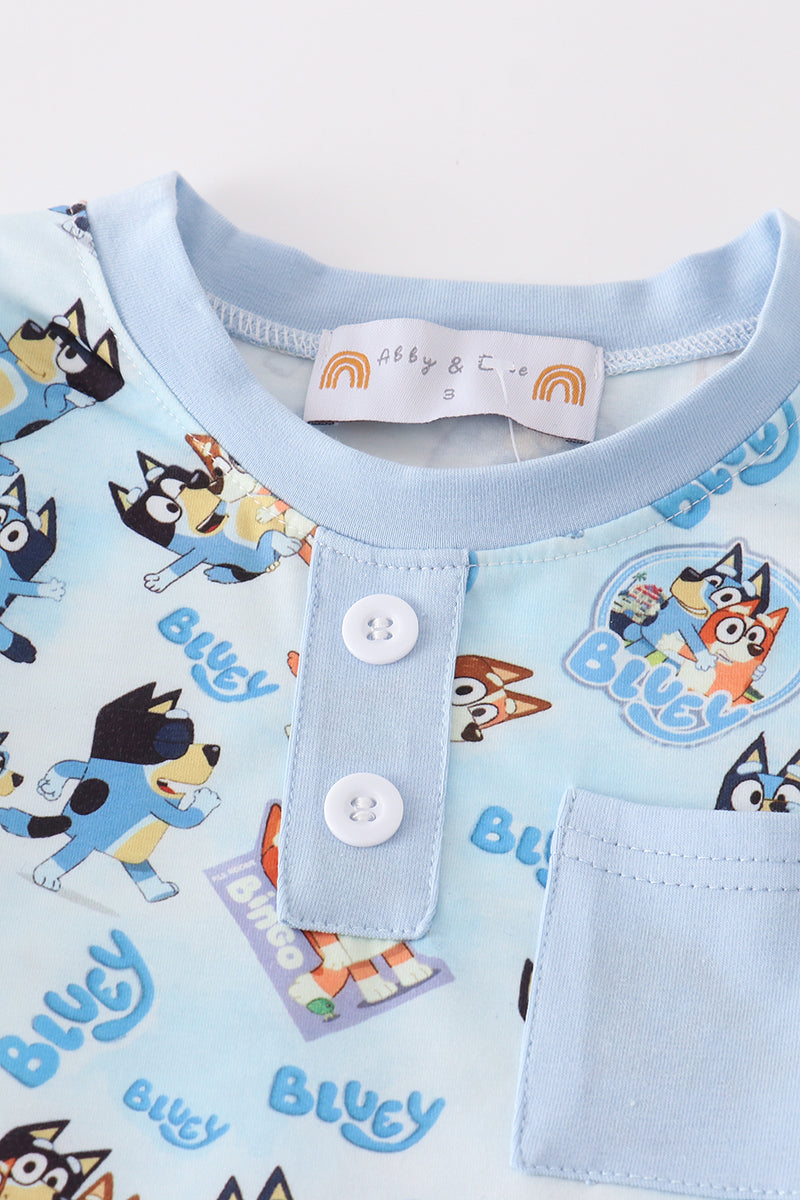 Blue Dog Duo Character Boy Pants Set