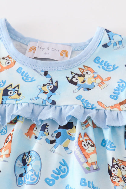 Blue Dog Duo Character Baby Girl Set