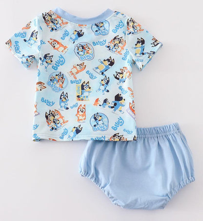 Blue Dog Character Baby Boy Set