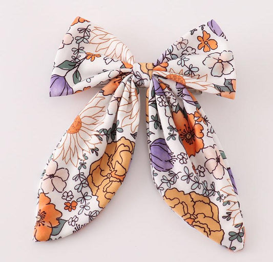 Jana Coral Floral Print  Hair Bow