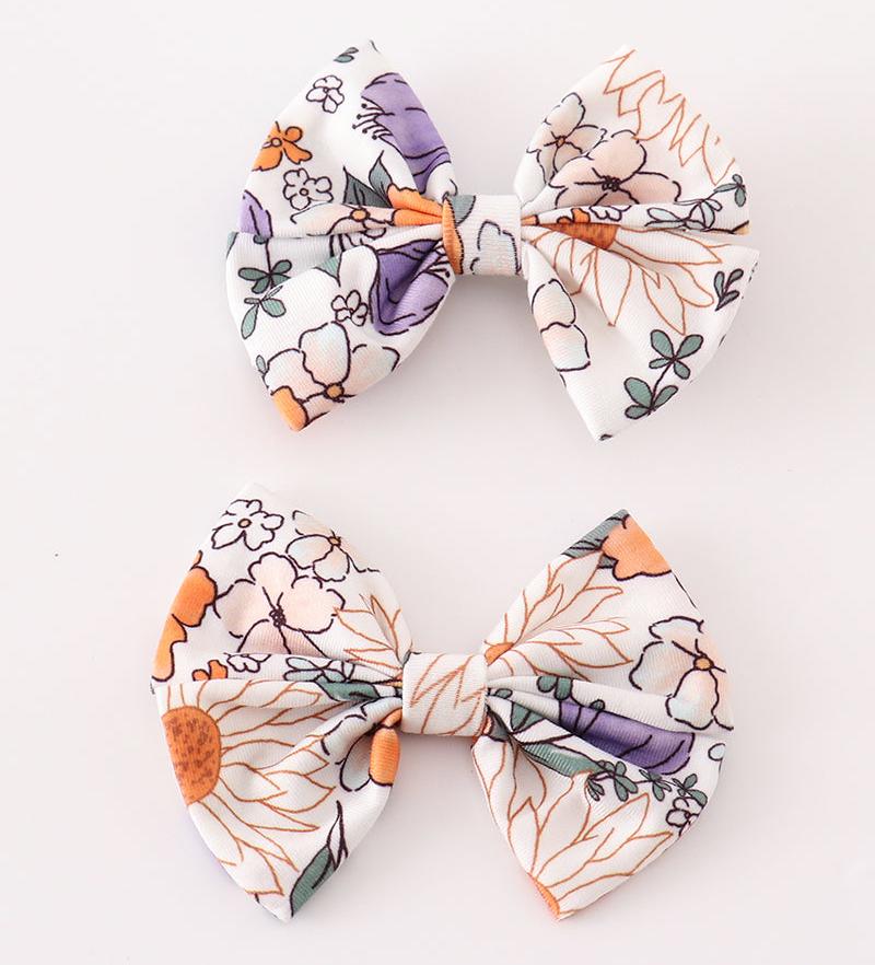 Jana Coral Floral 2pc Hair Bows