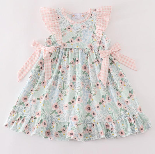 Jana Green Floral Ruffle Dress