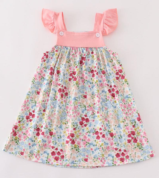 Annie Pink Floral Print Ruffle Dress