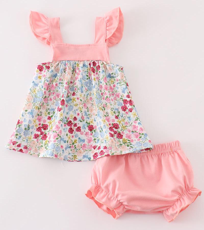 Annie Pink Floral Print Baby Set