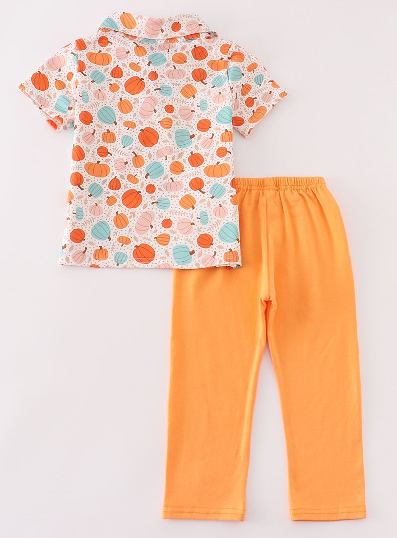 Orange Pumpkin Print Boy Set