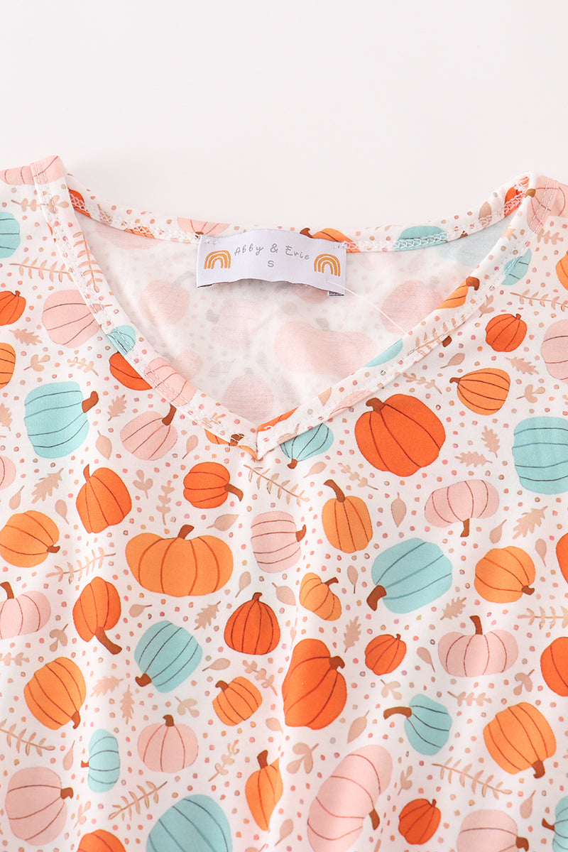 Orange Pumpkin Print Women’s Dress