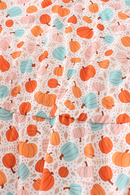 Orange Pumpkin Print Women’s Dress