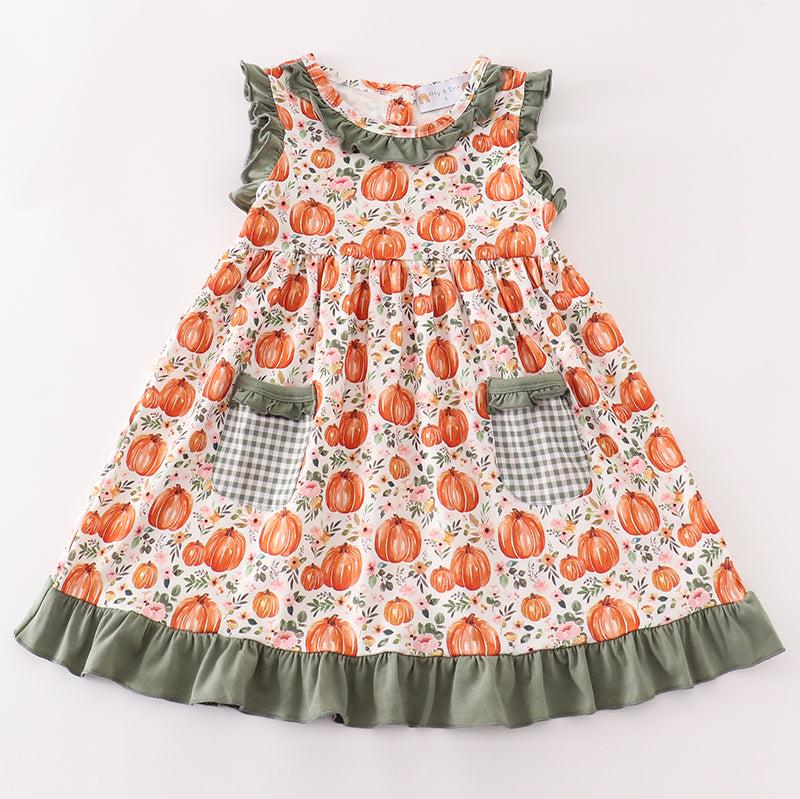 Green Pumpkin Ruffle Dress