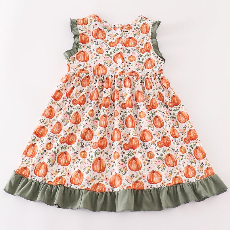 Green Pumpkin Ruffle Dress