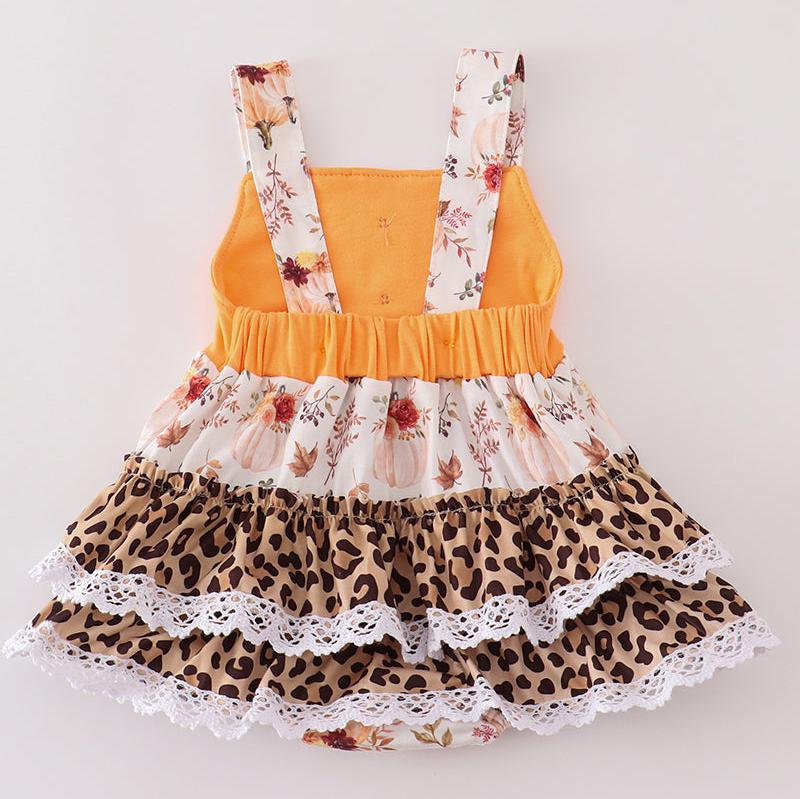 Orange Pumpkin Leopard Ruffle Bubble