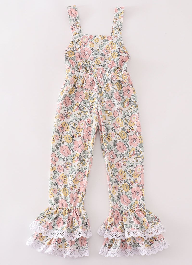 Harper Floral Print Girl Jumpsuit