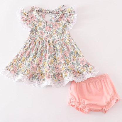 Harper Floral Print Baby Bloomers Set