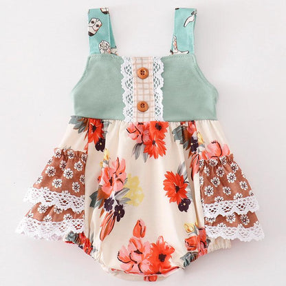 Western Floral + Boots Print Ruffle Girl Bubble