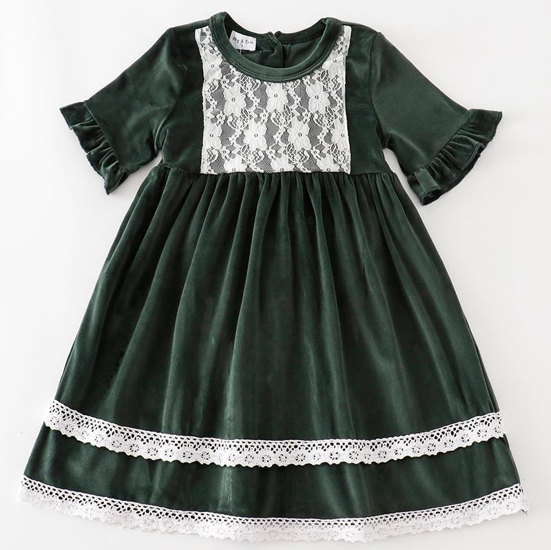 Forest Velvet Lace Dress