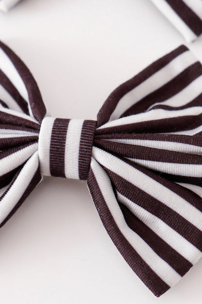 Black Stripe 2pc Hair Bow Clips