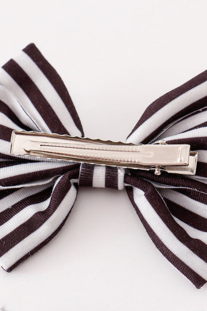 Black Stripe 2pc Hair Bow Clips