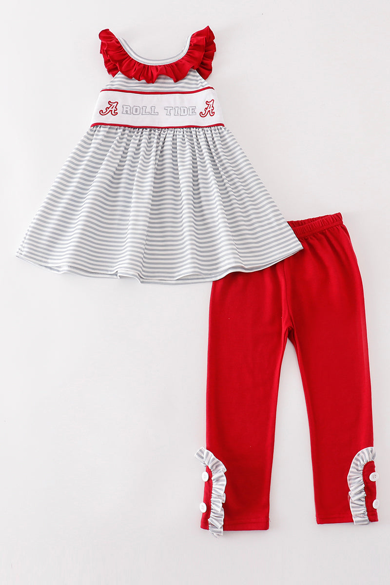 ROLL TIDE Embroidered Stripe Girl Set