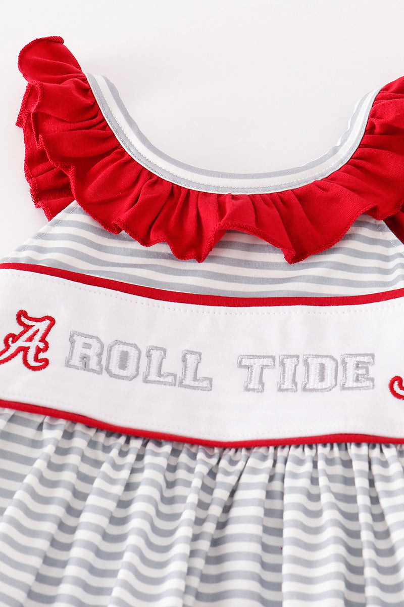 ROLL TIDE Embroidered Stripe Girl Set