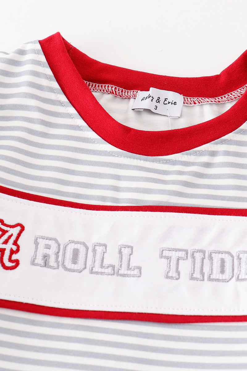 ROLL TIDE Embroidered Stripe Boy Set