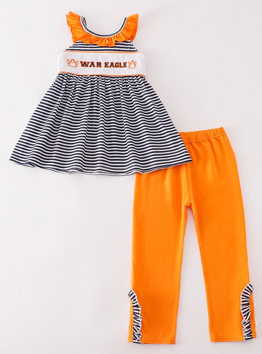 WAR EAGLE Embroidered Stripe Girl Set