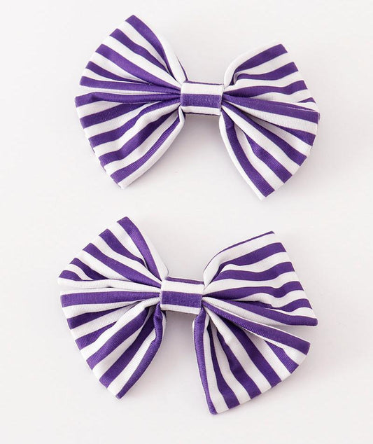 Purple Stripe 2pc Hair Bows