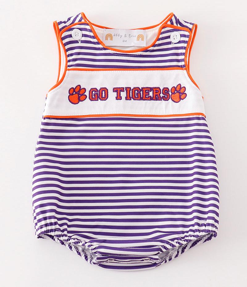 GO TIGERS Embroidered Stripe Boy Bubble