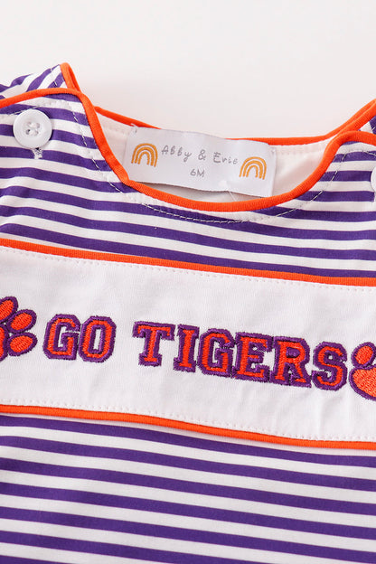 GO TIGERS Embroidered Stripe Boy Bubble