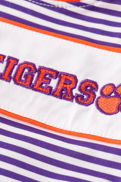 GO TIGERS Embroidered Stripe Boy Bubble