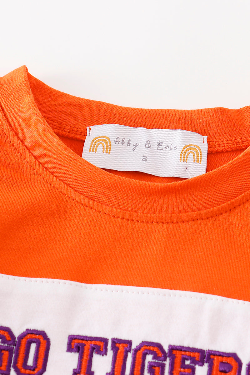 GO TIGERS Embroidered Orange Boy Top