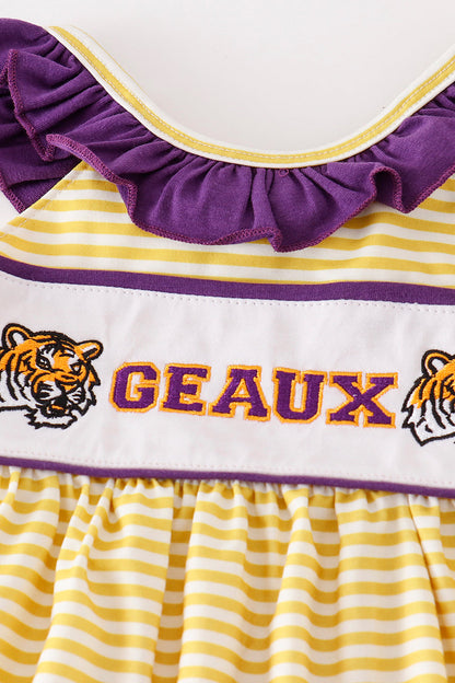 GEAUX Embroidered Gold Stripe Girl Set