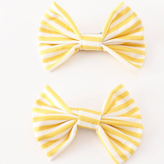 Gold Stripe 2pc Hair Bow Clips