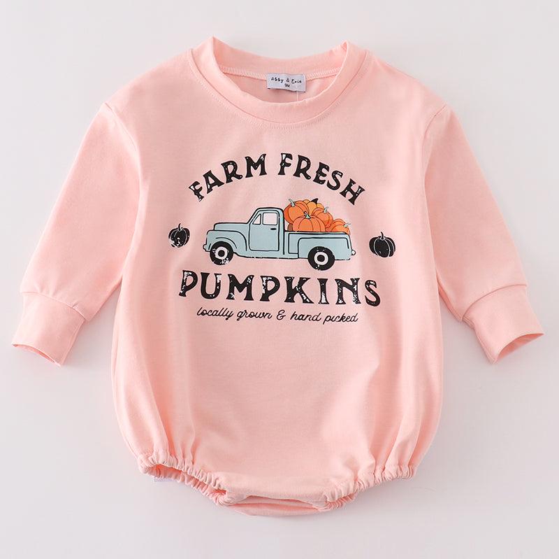 Farm Fresh Pumpkins Print Pink Girl Bubble