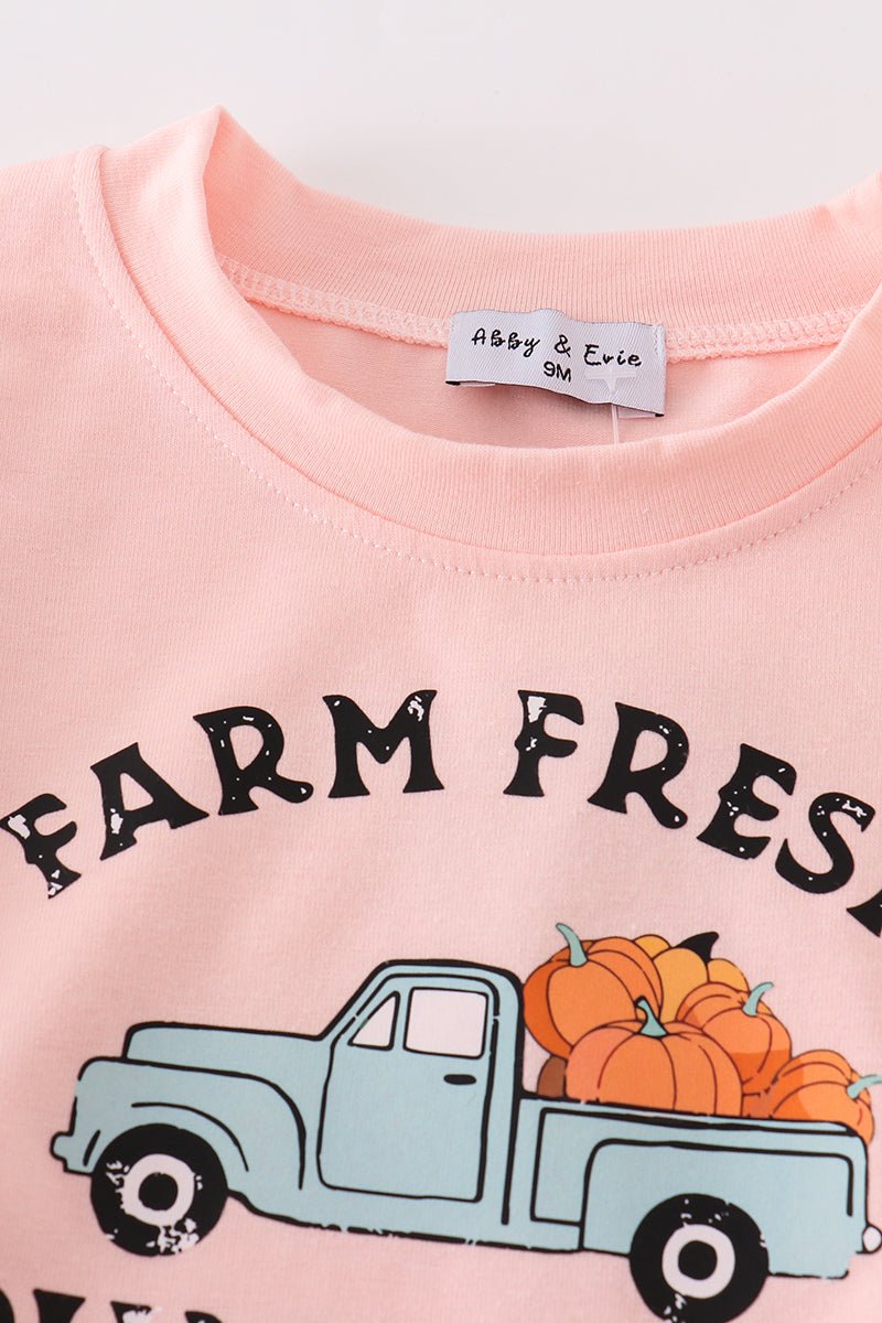 Farm Fresh Pumpkins Print Pink Girl Bubble