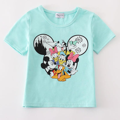 Mom + Me Mint Character Mouse Print Top