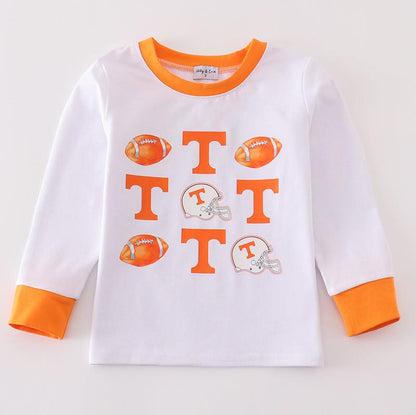 Tennessee Football Print Boy White Top