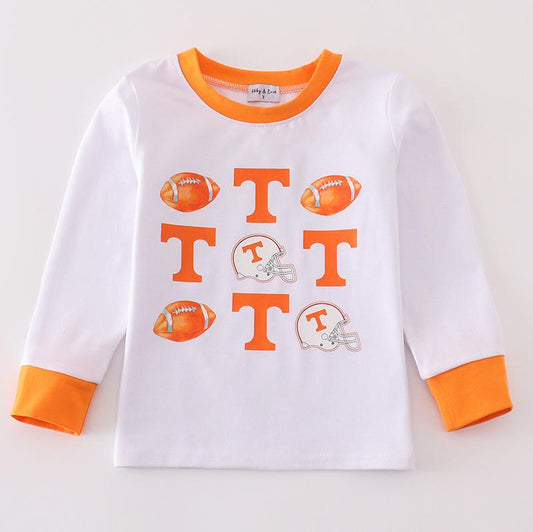 Tennessee Football Print Boy White Top