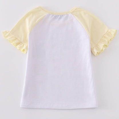 Belle Princess Bow Print Girl Yellow Top