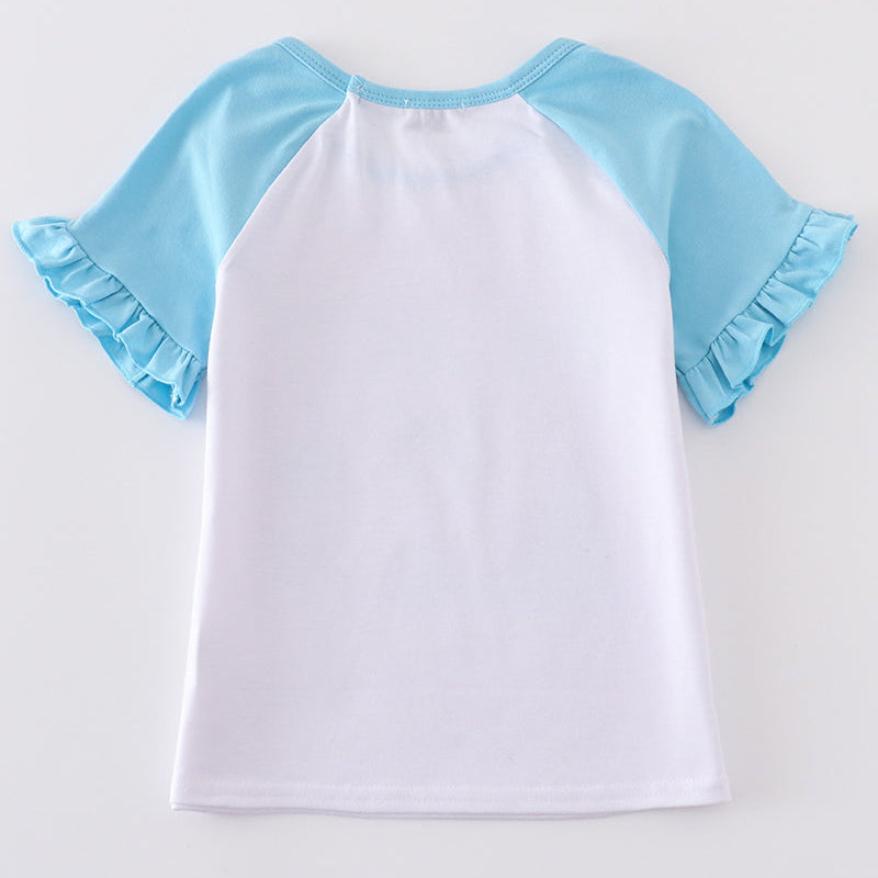 Ice Princess Bow Print Girl Blue Top