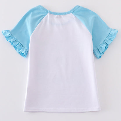 Ice Princess Bow Print Girl Blue Top