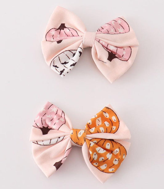 Pink Pumpkin 2pc Hair Bows