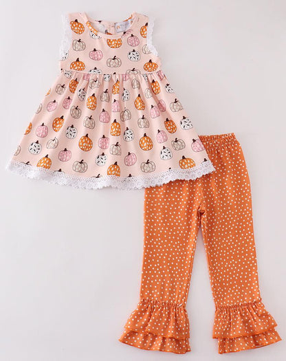 Pink Pumpkin Girl Pants Set