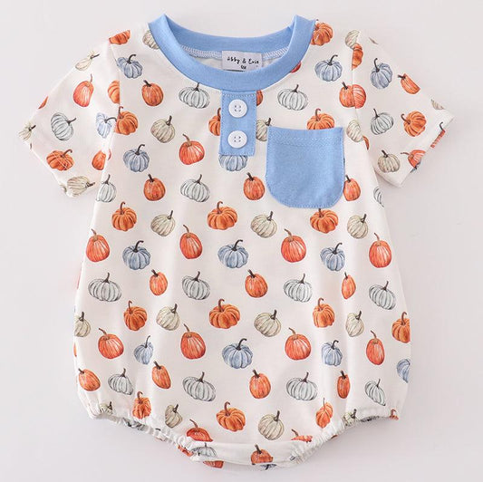 Pumpkin Print Blue Boy Bubble